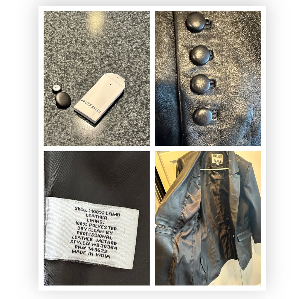 NWOT Walter Baker Black 100% Lamb Leather Blazer Size XL - Picture 14 of 16